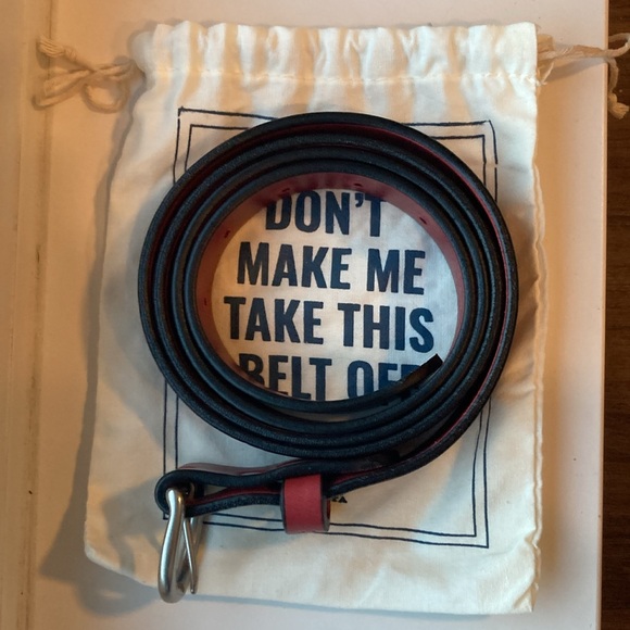 Red Blue Delta leather belt - Picture 3 of 5